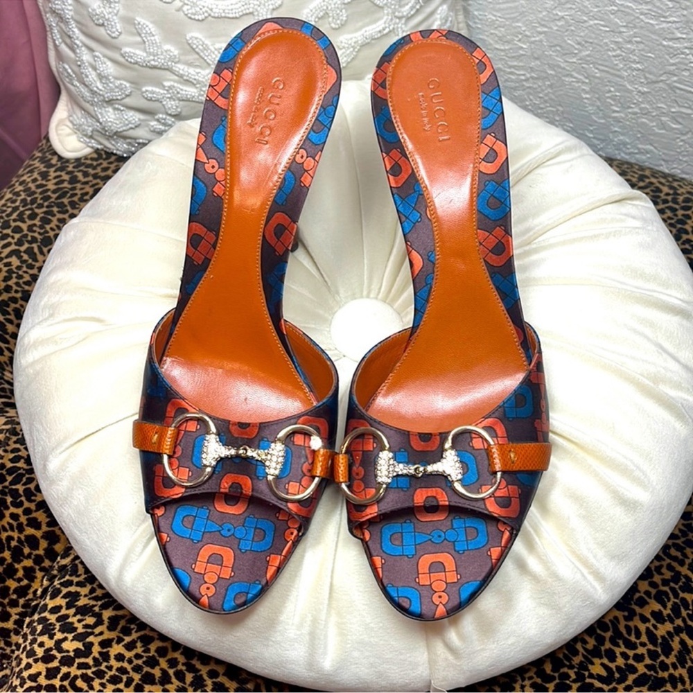 Gucci Horsebit Lizard Swarovski Crystal Mules Heels, NWOT